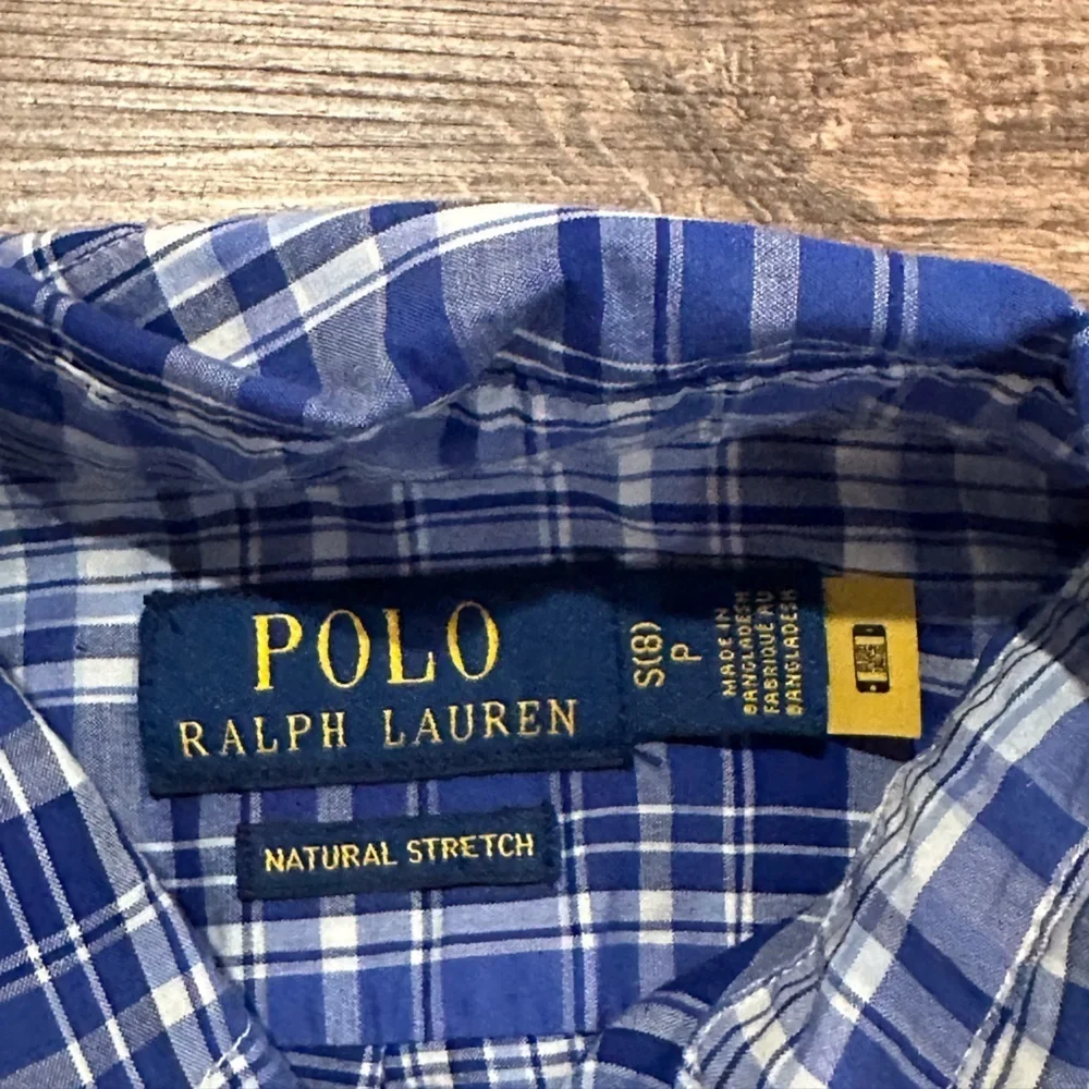 Ralph Lauren Boy’s 8 Blue and White Plaid Cotton Poplin Shirt